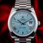 Rolex Day-Date Ice Blue Roman Dial Smooth Bezel Watch - كوبي ماستر جودة عالية.